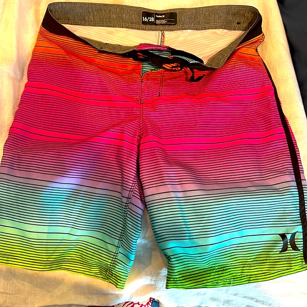 Boys Hurley Swim trunks Size 16/28 Multi-colored